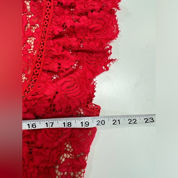 Saylor Helena Lace Dress in Red Size Medium Mini - Picture 9 of 12